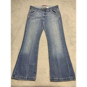 Vintage Wrangler Jeans Flare Denim Mid Cowboy Women 11 Med Buttonfly Distressed